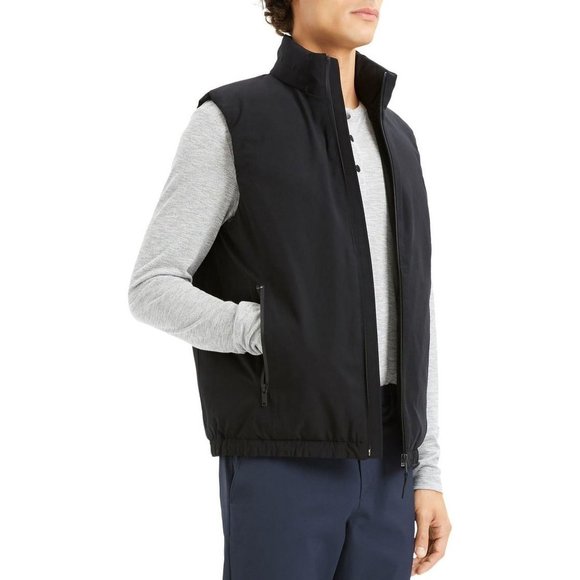 Theory Roy Active Down Fill Black Tuck Away Hood Puffer Vest M Insulated Jacket - Picture 1 of 8